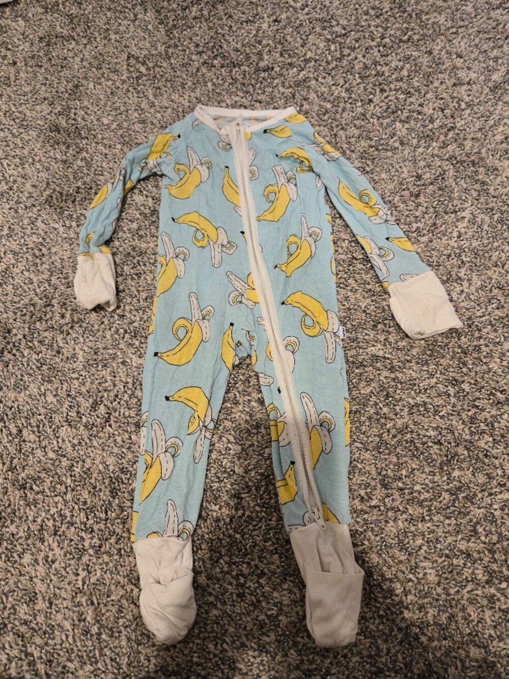 Little Sleepies Banana Print One Piece Full Zip Pajamas 0-3M